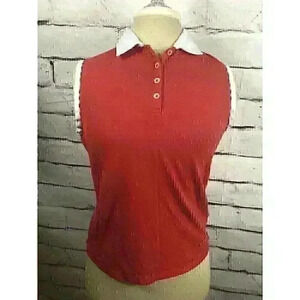 Burberry Golf Womens Size M Red Tank top Nova Check Trim Collared
